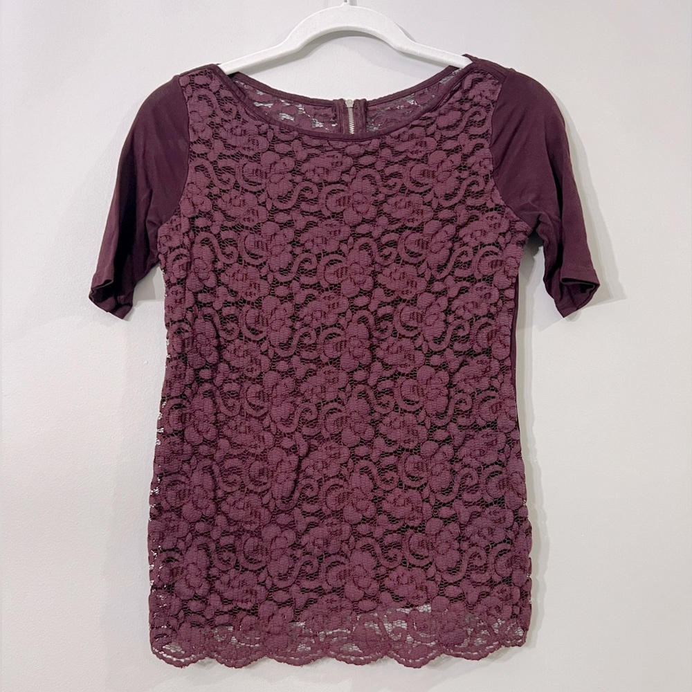 New York & Company SOHO Lace Short Sleeved Top